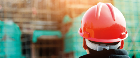 Risk control health and safety man in hard hat 